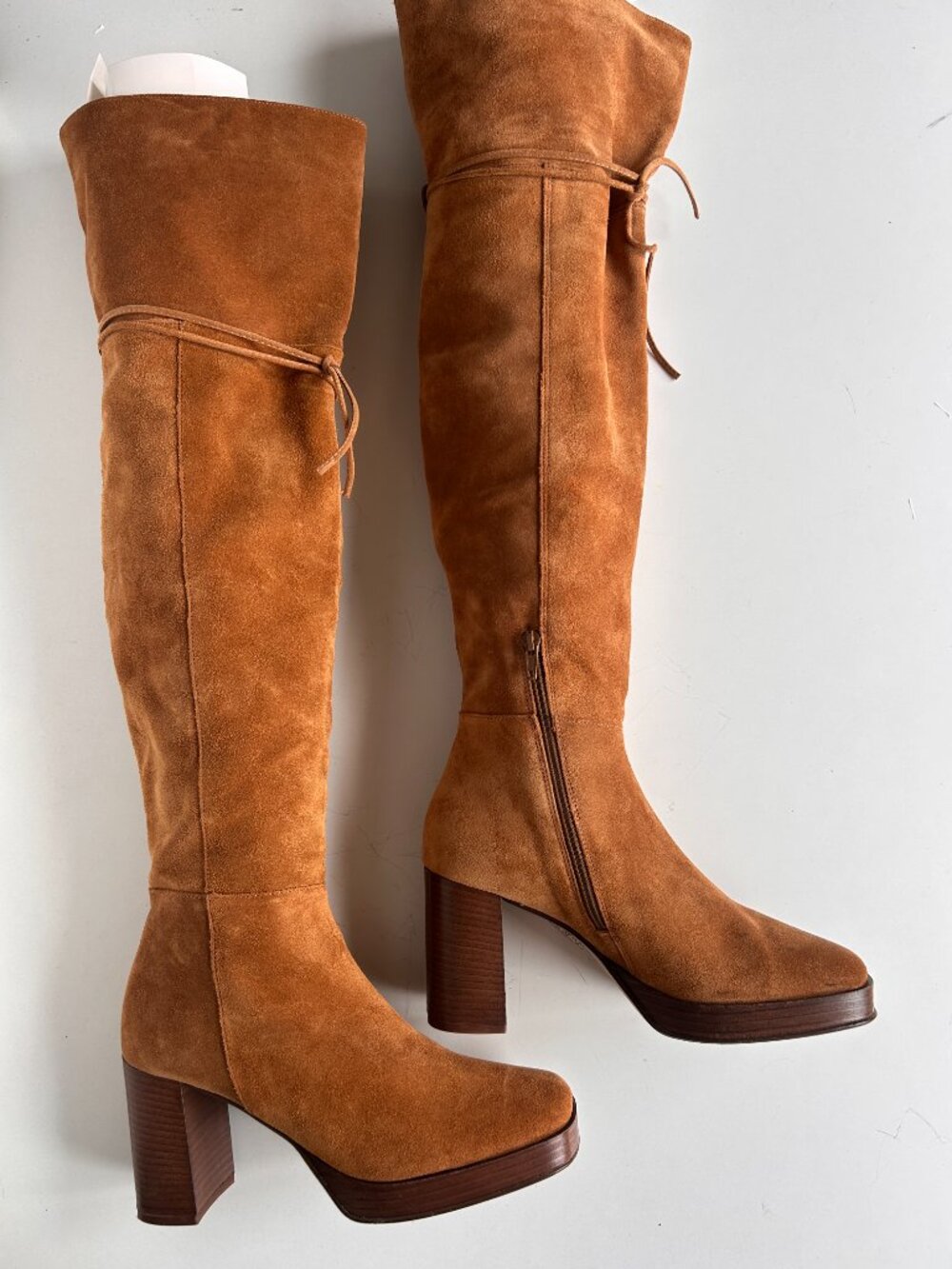 Caramel suede over-the-knee or tall knee-high boot- by L'Intervalle